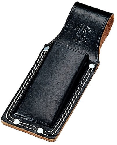 Kozuchi KOZUCHI Black Leather Chisel Case 1.4 inches with Gusset Double Stitched