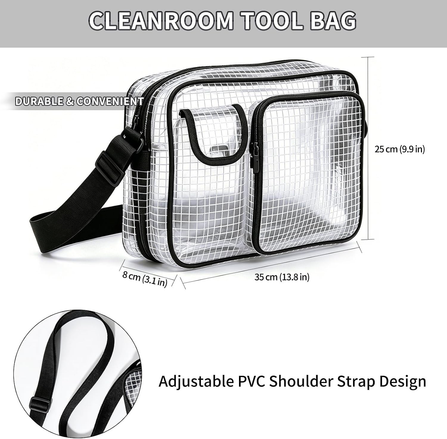 Anti-Static Cleanroom Engineer Bag（Fabric Shoulder Straps, 3 Pockets）- 13.8 I…