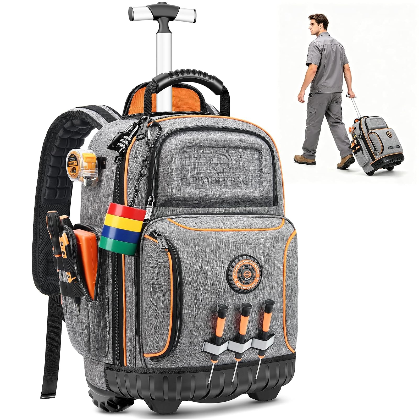 Rolling Tool Backpack 75 Pocket Heavy Duty Electrician