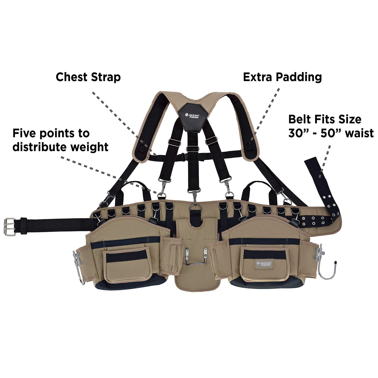JACKSON PALMER Professional Tool Belt – Comfort Rig Tan & Black