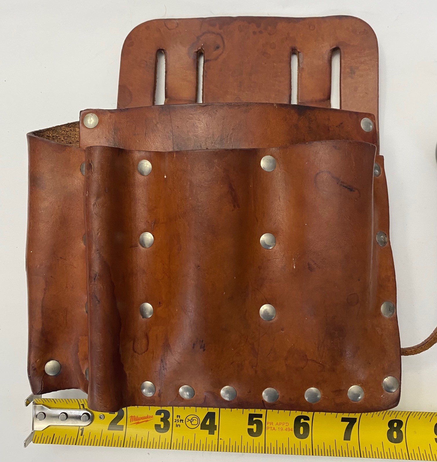 Vintage A E Burgess Co Leather 9 Pocket Electrician Pouch for Tool belt USA Made