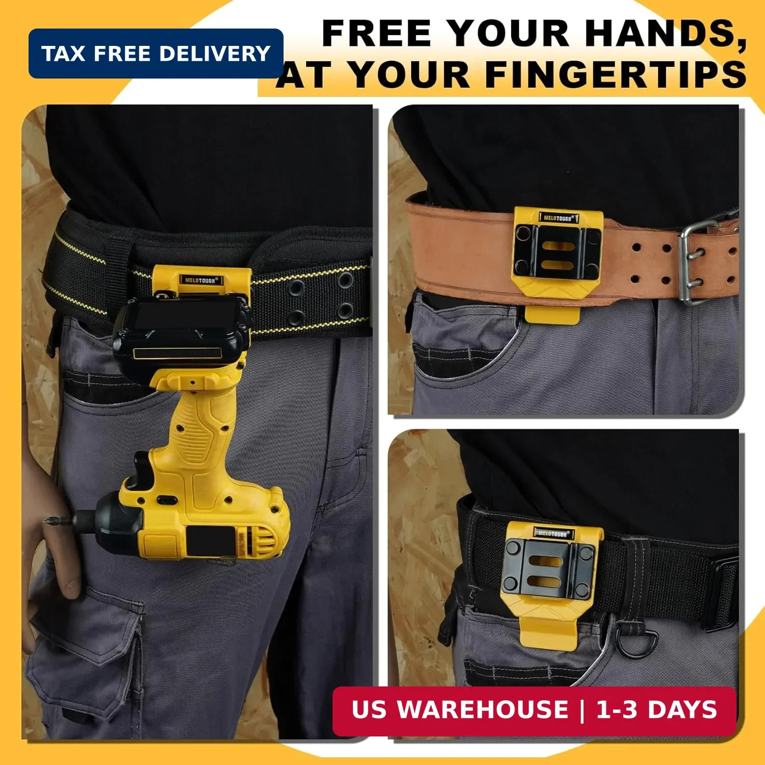 MELOTOUGH Drill Belt Clip,Drill Holder for Tool Belt,Measuring Tape Holder for I