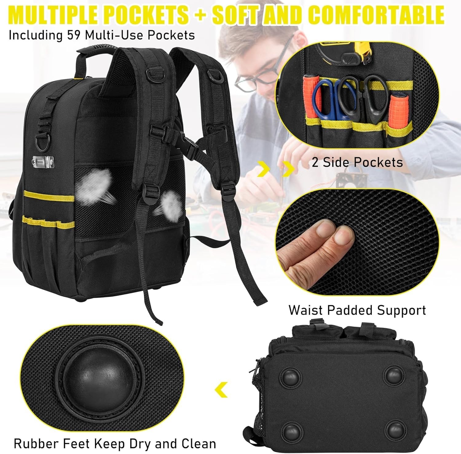 Water-Resistant Heavy Duty Tool Bag with Comfortable Shoulder Support – 28lbs