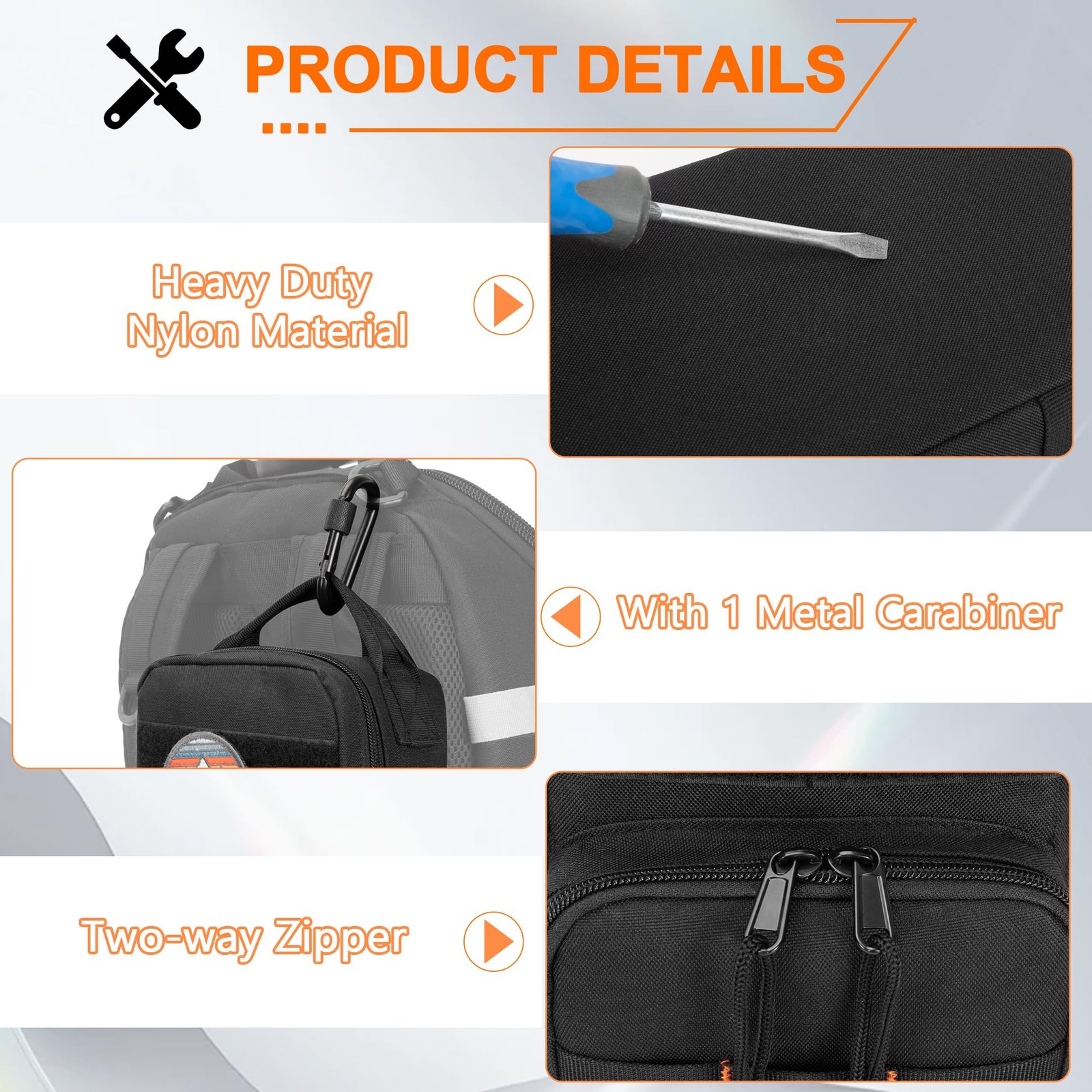 Heavy Duty Small Tool Bag Storage with 2 Zipper Pouches, Multi-functional Tac…