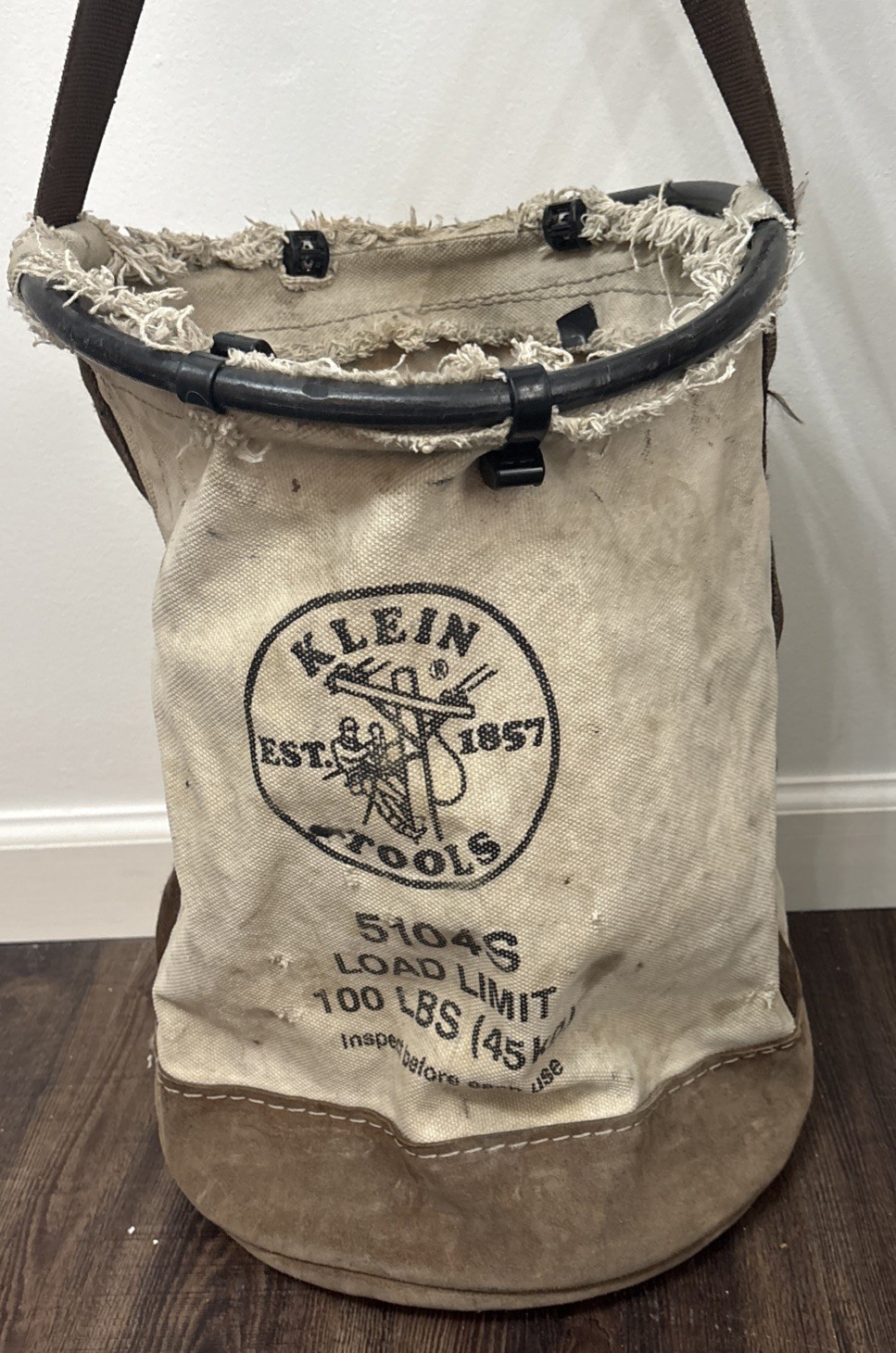 Klein Tools Utility Bucket, 100lb Cap, 17×14 In, Canvas Naturally Distressed