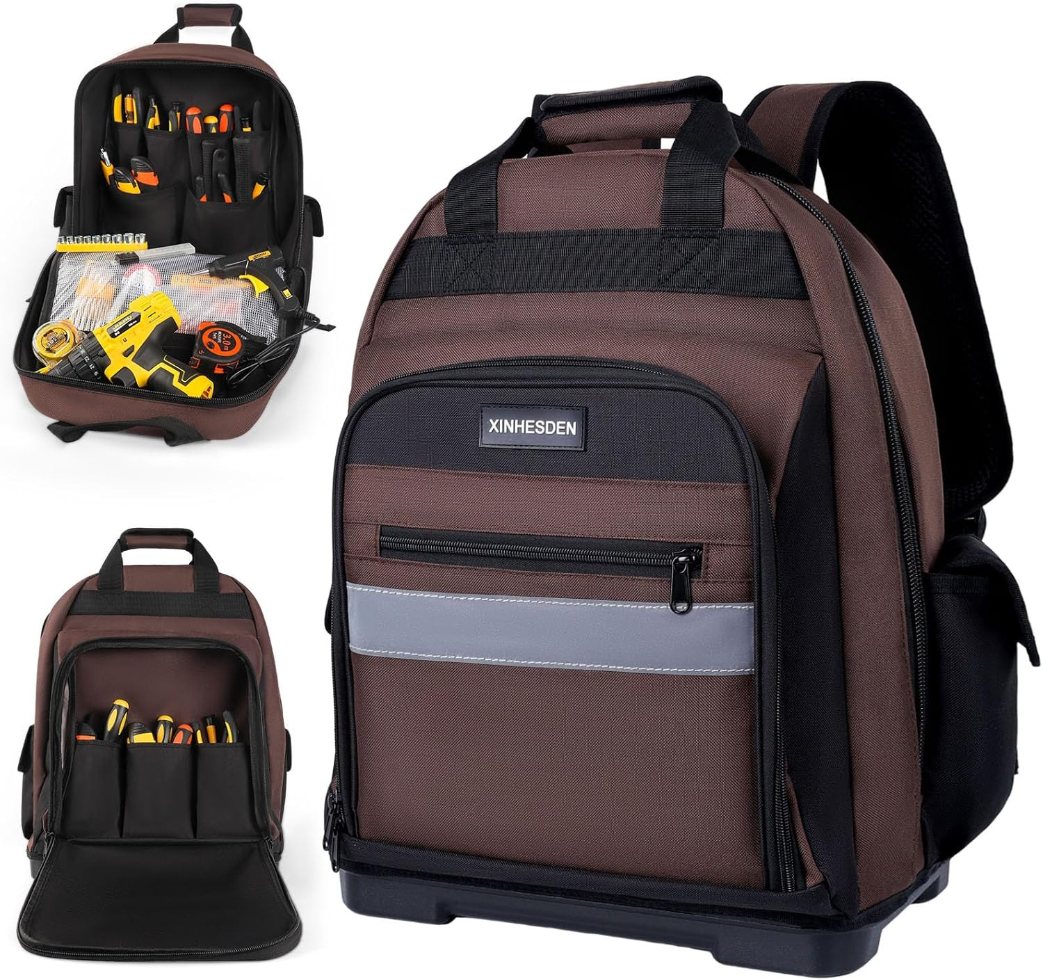Heavy Duty Tool Backpack with Waterproof Base – 12 Pockets, Adjustable Straps, E
