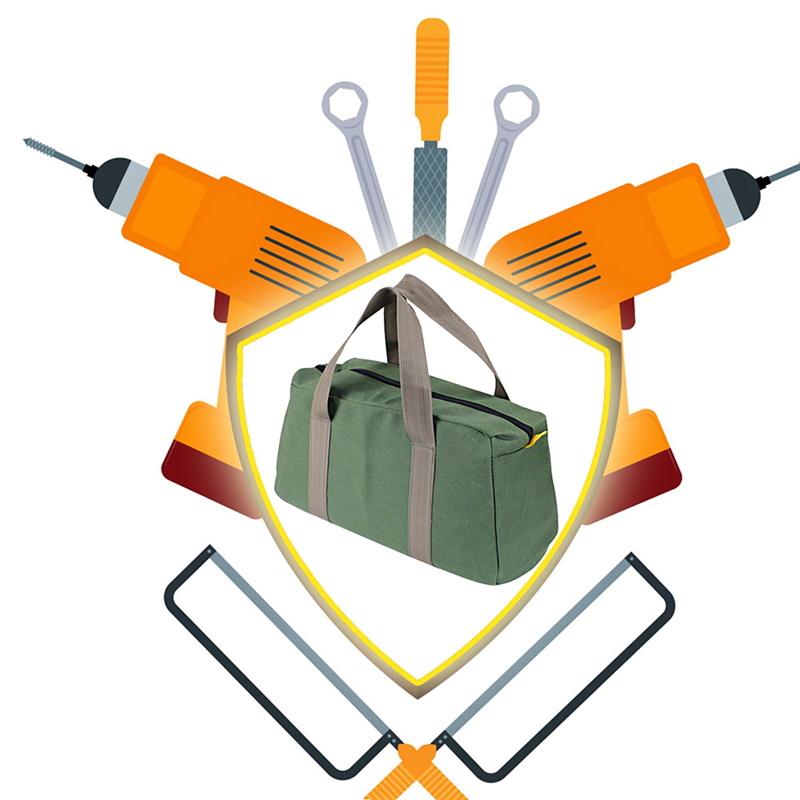 PENGGONG Large Thickened Wear Resistant Tool Storage Bag 16 Inch Army Green V1