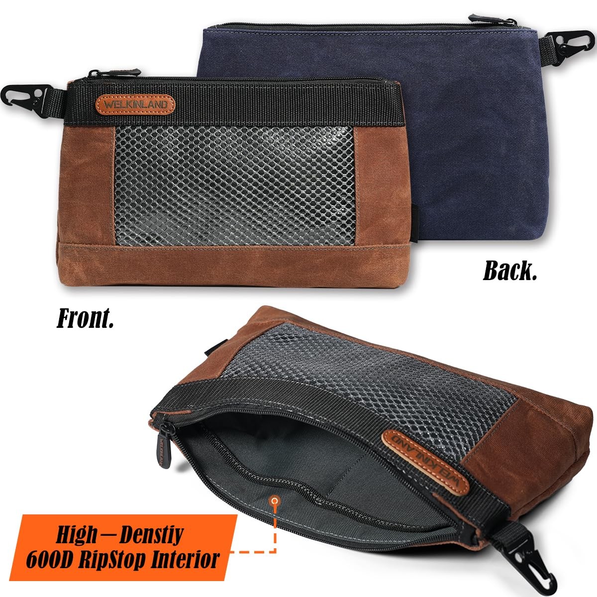 WELKINLAND 4 Piece-Pack 11.81 x 7.09 x 2.36 inches, Black/Olive/Navy/Brown