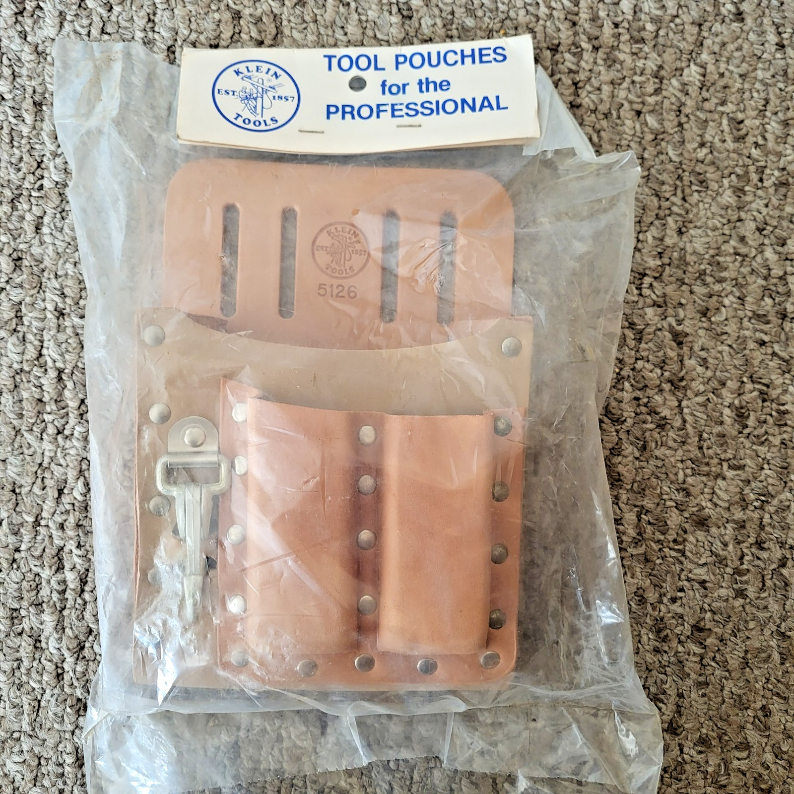 Klein 5126 5 Pocket Leather Tool Pouch NOS
