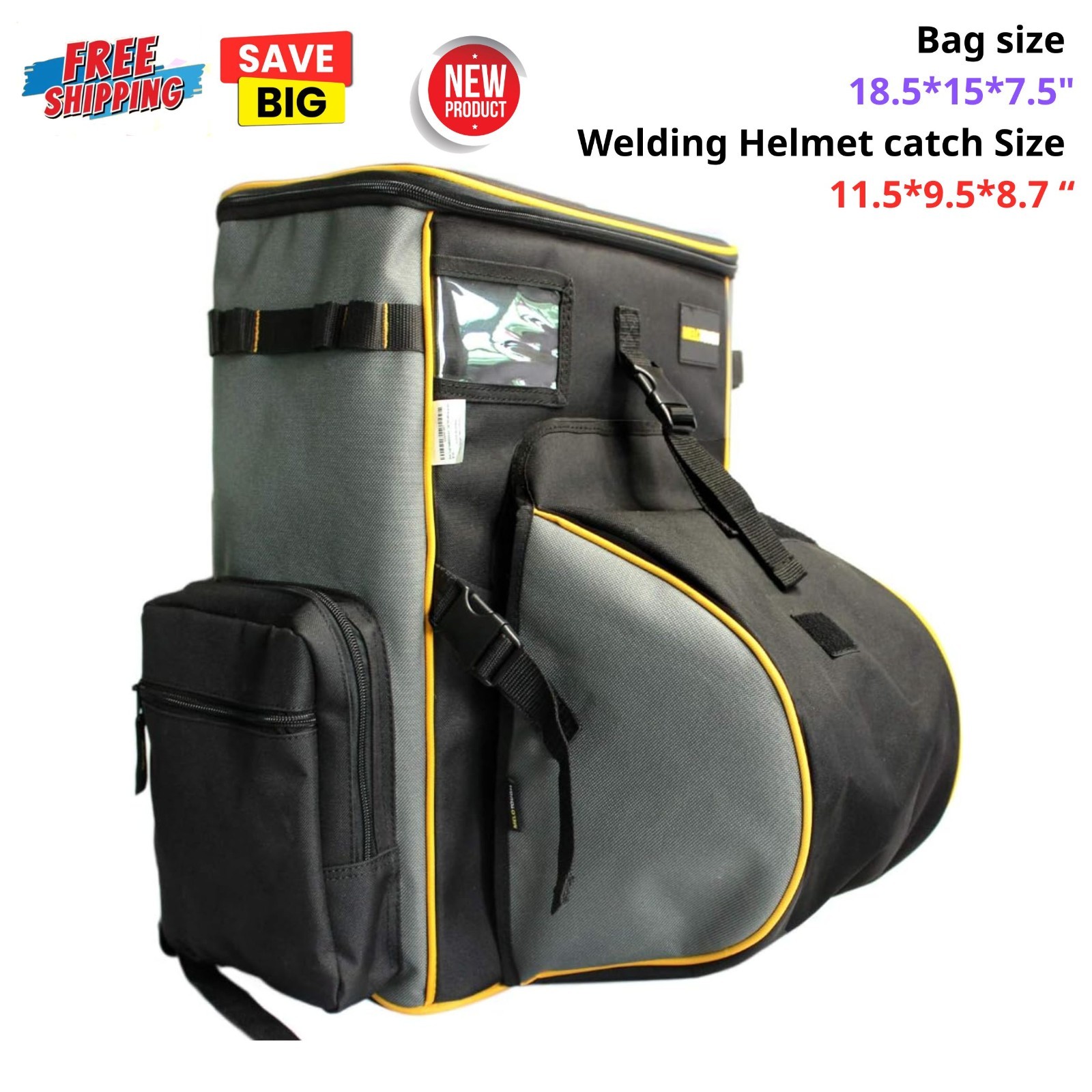 Large Capacity Welding Tool Backpack Gear Pack Bag w/Helmet Catch Welder Gift