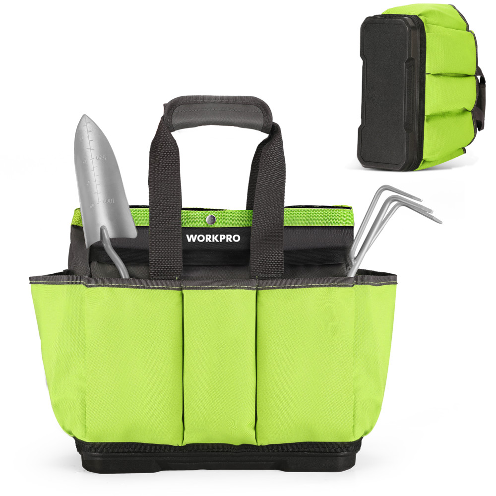 WORKPRO Garden Tool Bag with Waterproof Plastic Base 8 Pockets Gardening Bag USA