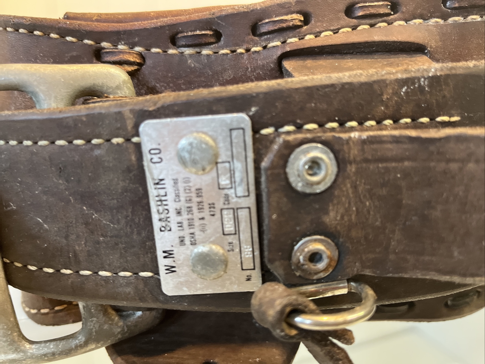 Vintage W. M. Bashlin Co, Adjustable Linesman Tool Belt, adjusts 36-44 Inches