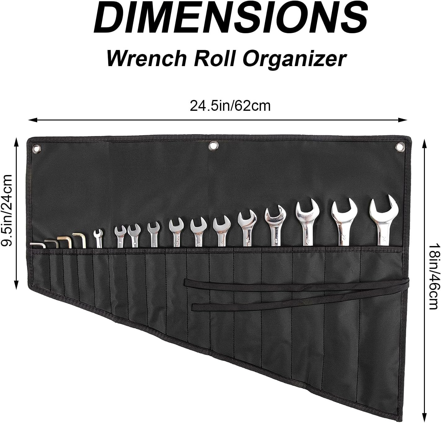16 Pockets Wrench Roll Organizer Wrench Pouch Roll up with Water Proof Oxford Cl