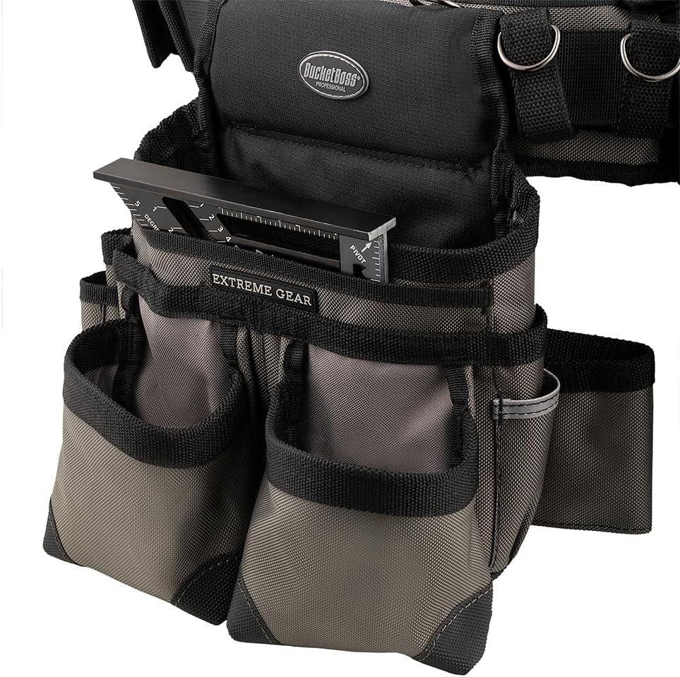 Mullet Buster 3 Bag Tool Belt with Suspenders in Grey, 55135, Black, Full Size