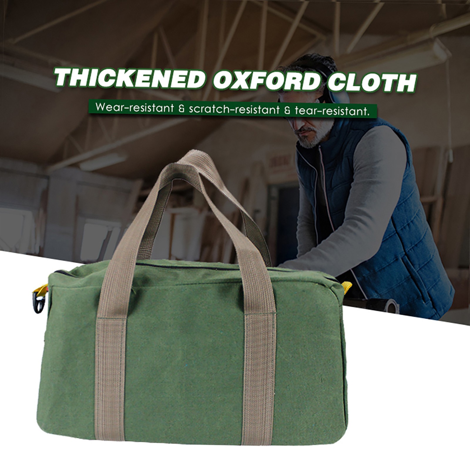 PENGGONG Large Thickened Wear Resistant Tool Storage Bag 16 Inch Army Green V1