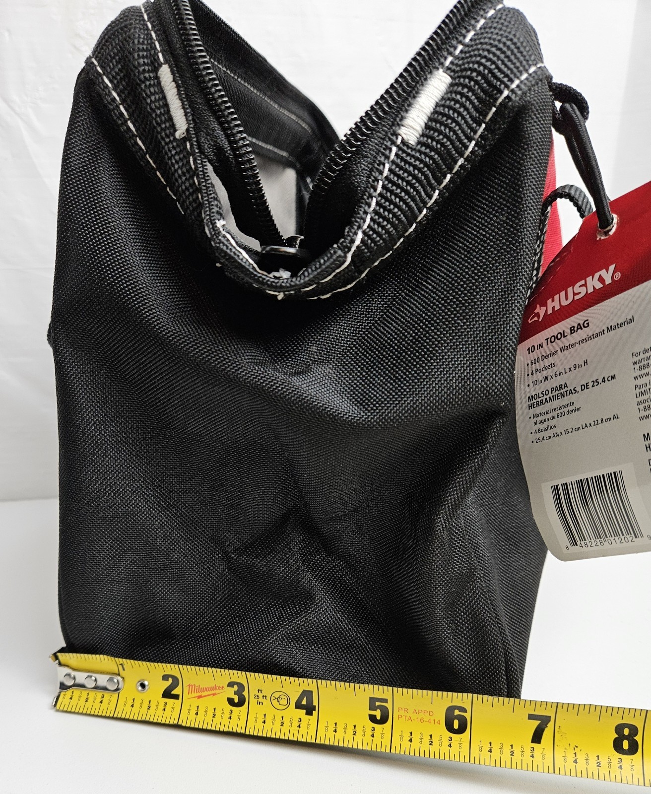 Husky Small Tool Storage Carry Bag Tote Zippered 10 inch Red Black Contractor