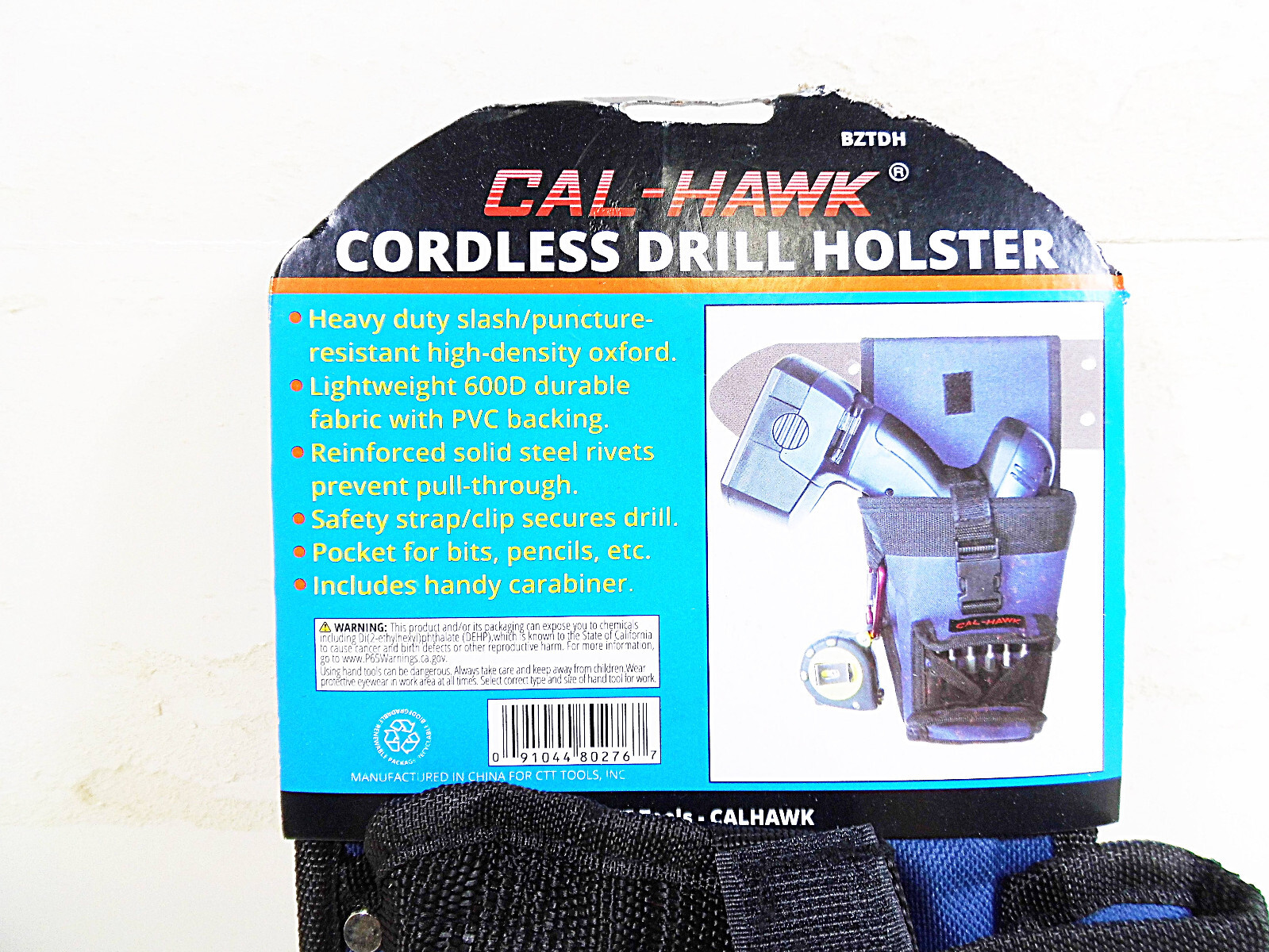 Cordless Drill Holster Blue Nylon Cal-Hawk with Carabiner and Bit Pocket 1 Piece