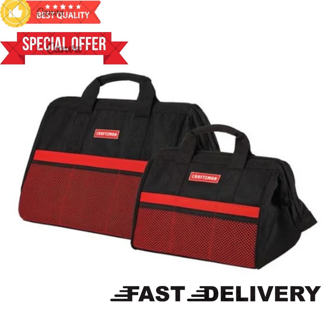 Red Polyester 12.25-in Zippered Tool Bag 2-in-1 Combo set of Tool bags _ NEW Set