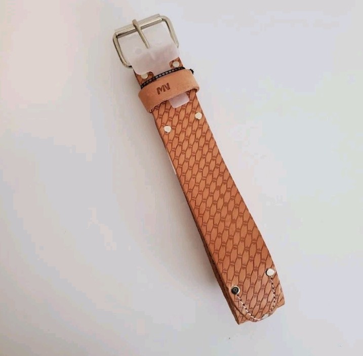 McGuire Nicholas 960 Roller Buckle Belt 2″ Tan Saddle Leather 41 Heavy Duty NEW