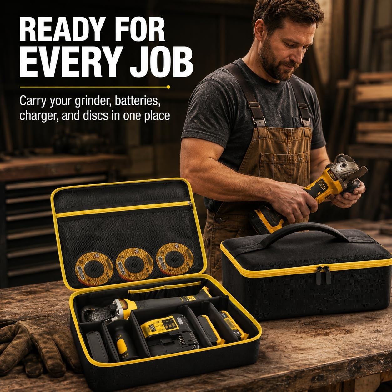 Tool Storage Bag for 20V MAX Angle Grinder, Fits FLEXVOLT Brushless, Battery & C