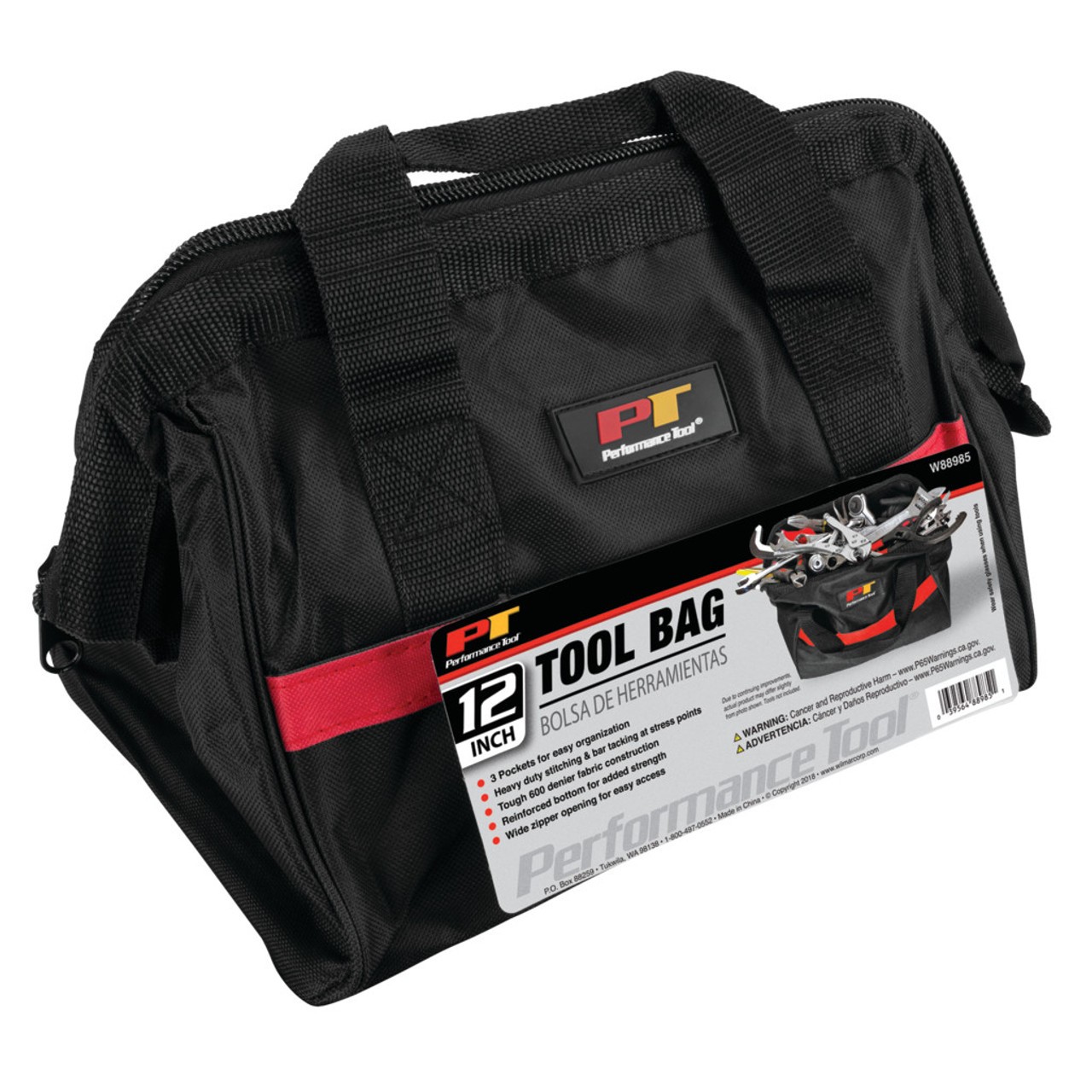Performance Tool 12″ Heavy Duty Tool Pouch with 3 Pockets