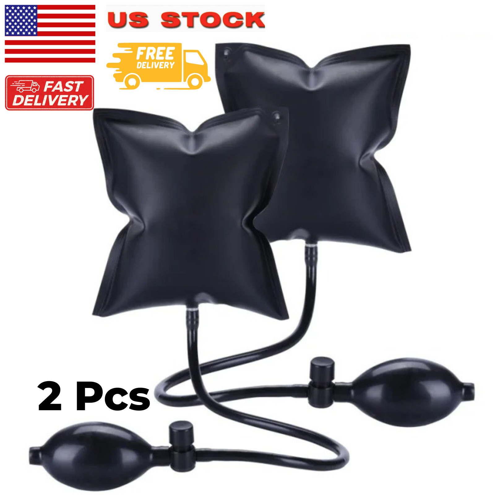 2 Pcs Car Door Window Open Air Bag Pump Wedge Pad Entry Inflatable Shim Tool Kit