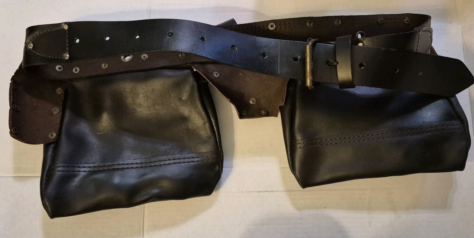 Vintage Leather Tool Belt Rig 40-50in Waist Oklahoma State Seal Hardware