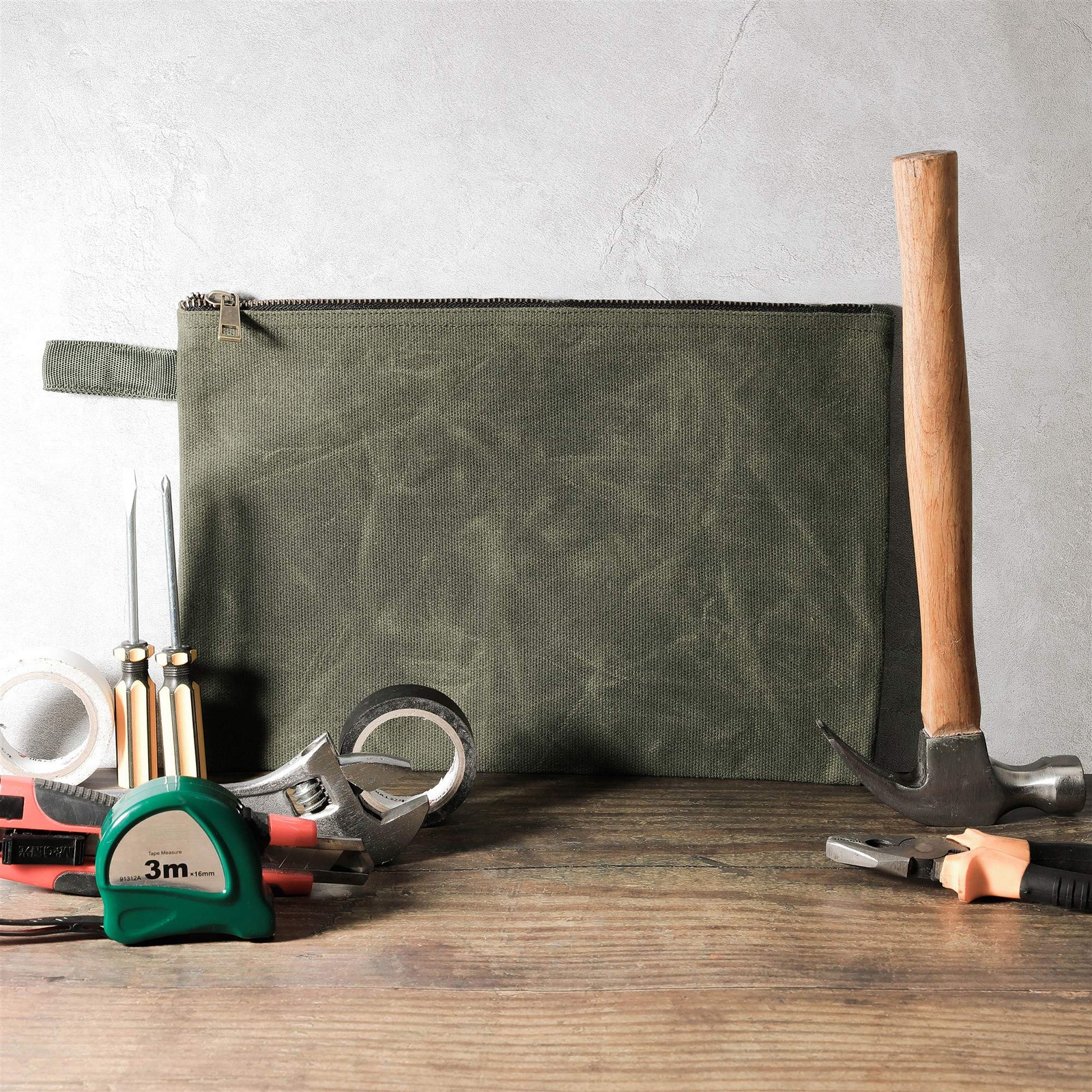 Tool Pouches with Smooth Zipper, Heavy Duty 16oz Waxed Canvas Tool Pouch, -pi…