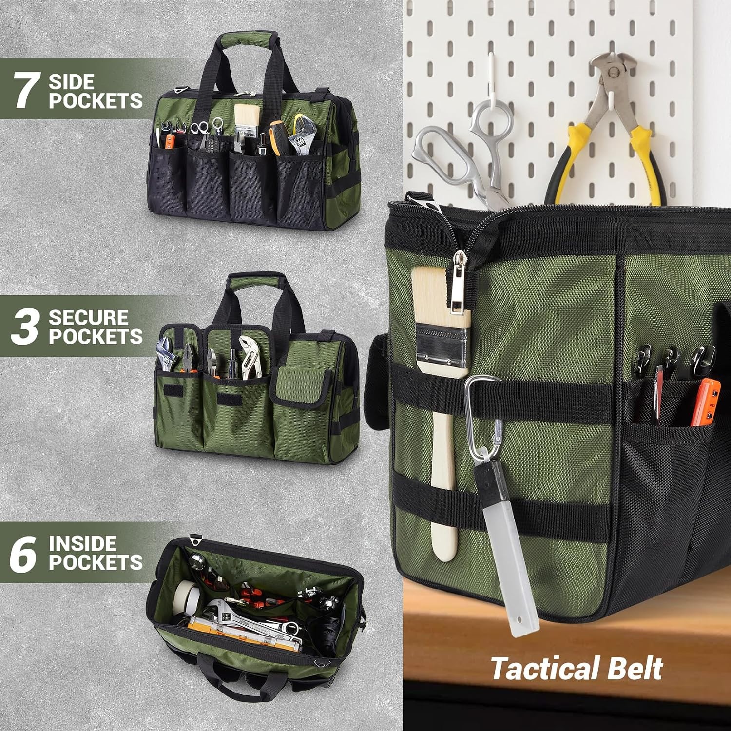 15in Heavy Duty Tool Bag Portable Tote Adjustable Shoulder Strap Soft Handle