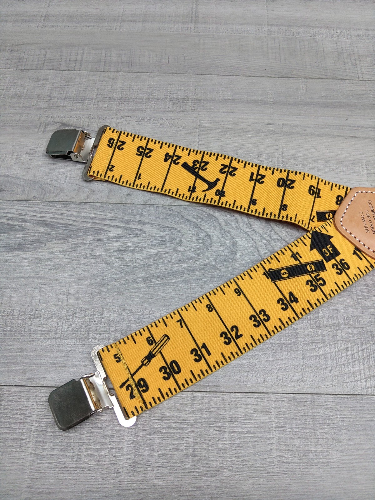 CLC Construction Suspenders Custom Leather Craft Heavy Duty Ruler Print 2” Wide