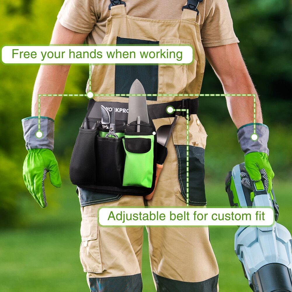 WORKPRO Garden Tool Belt 5-Pocket Single Side Pouch Utility Garden Waist Bag New