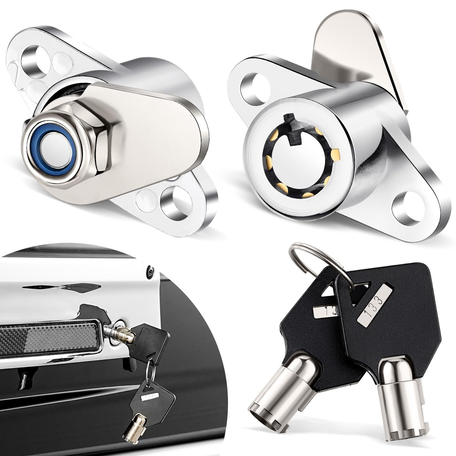 Amazicha 2 Keys Saddlebag Lock Set Hard Saddle Bag Hardware Compatible for Ha…