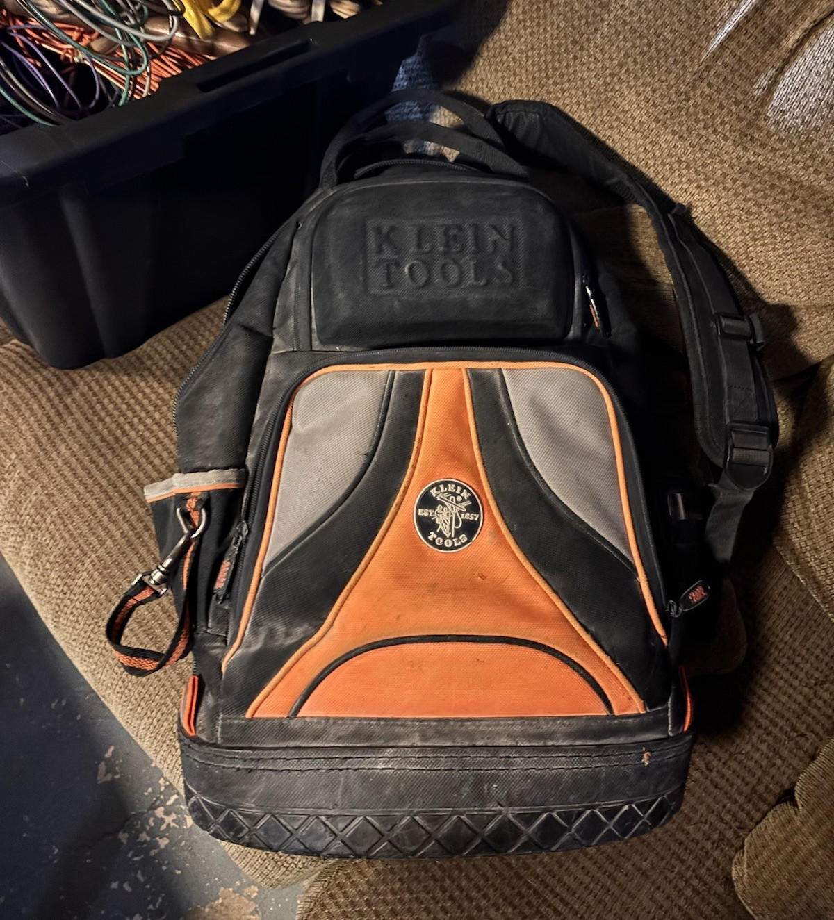 Klein Tools Tradesman Pro Tool Backpack, Padded Straps, Black Orange Gray