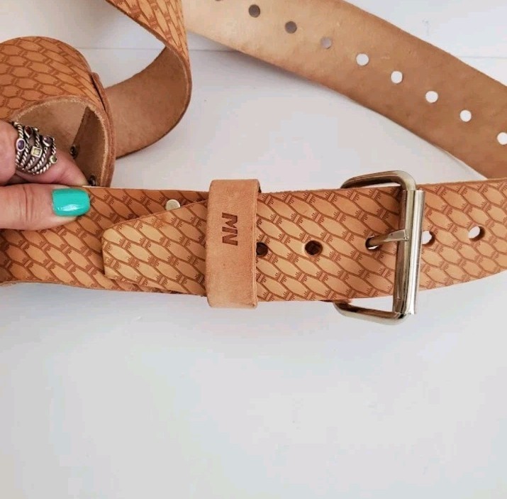McGuire Nicholas 960 Roller Buckle Belt 2″ Tan Saddle Leather 41 Heavy Duty NEW