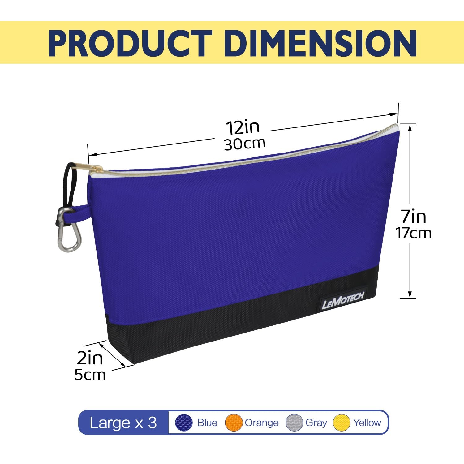 Tool Pouches With Zipper Stand-Up Small Bag Water Resistant 12 Inch 4 Pack