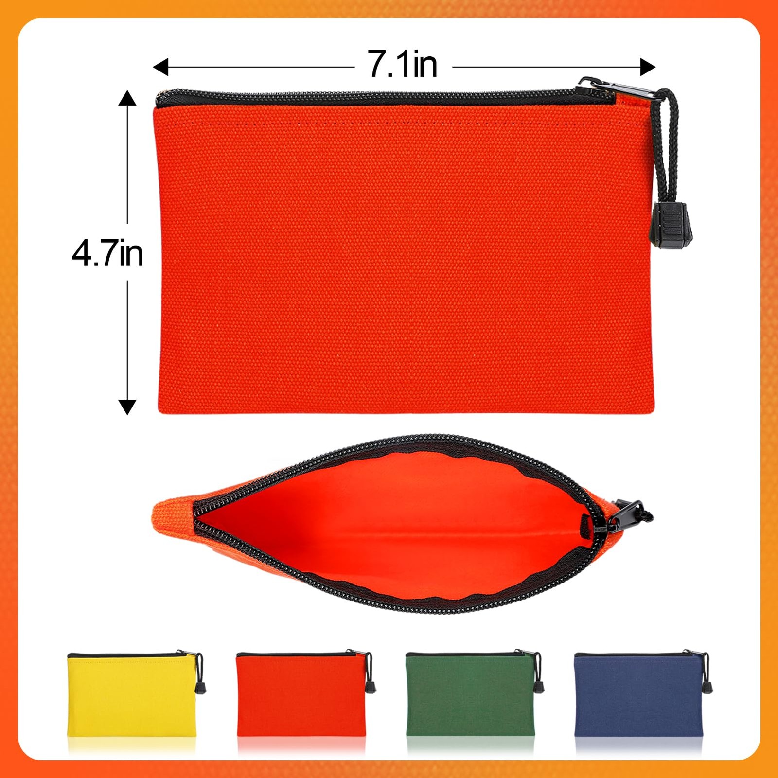 7”x4.7” Canvas Tool Bags Pouches – 4 Pack Heavy Duty Zipper Pouch Set, Mult…