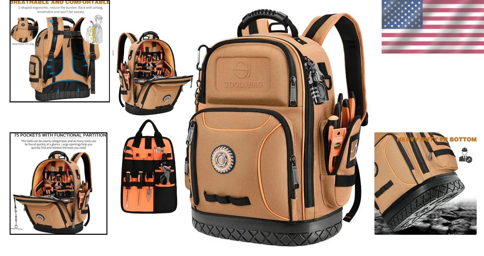 Ultimate 75 Pocket HVAC Tool Carrier with Molded Base & Adjustable Straps