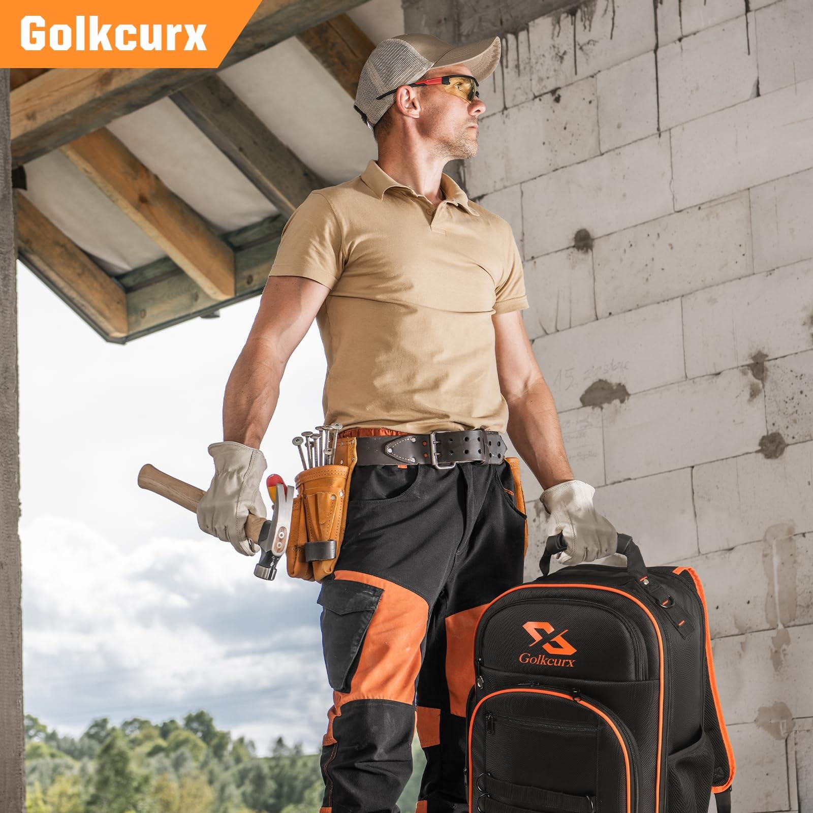 Golkcurx Tool Backpack, Heavy-Duty 1680D Carrier black