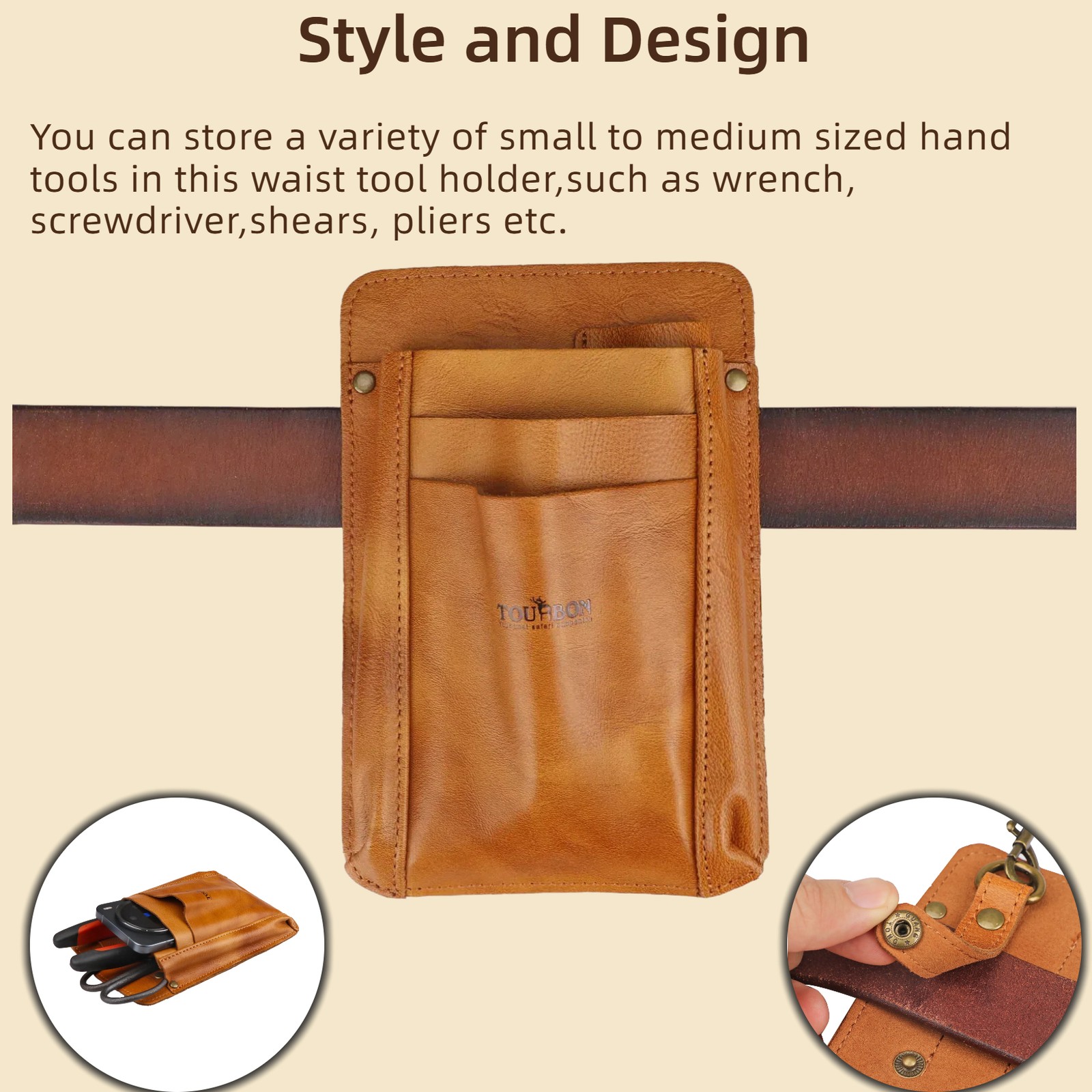TOURBON Leather Garden Belt Tools Utility Pouch Florists Crossbody Bag for Girls