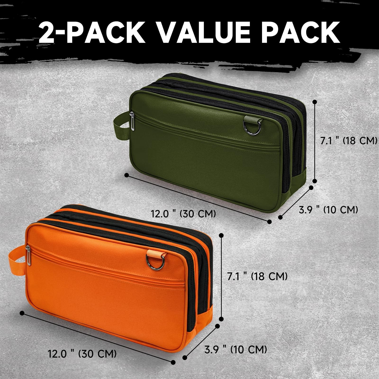 Organizer Tool Pouch – 2 Pack with Zipper Waterproof Utility Orange Green