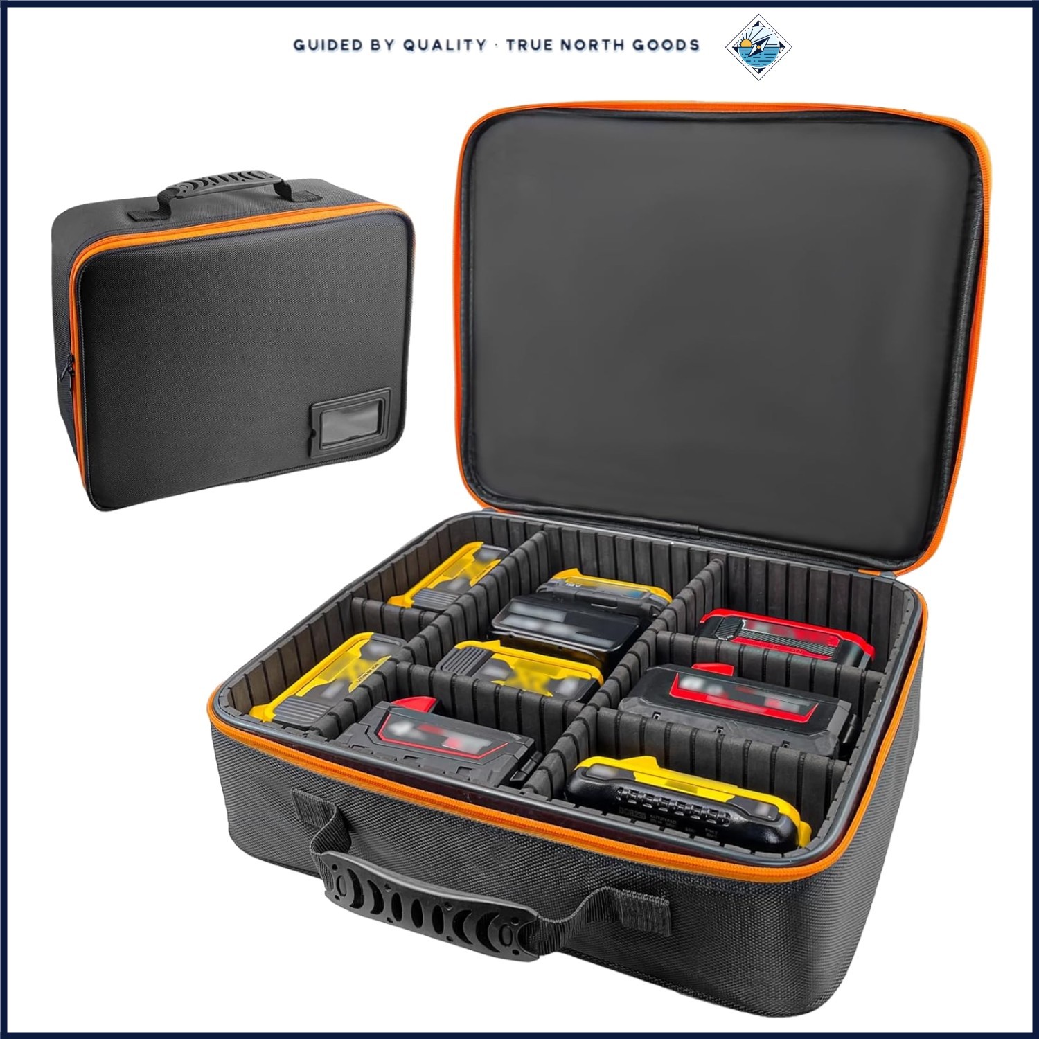 Impact-Resistant Tool Battery Case with Waterproof Design and Removable Dividers