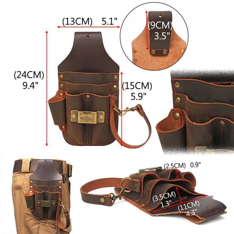 TOURBON Leather 5 in 1 Holster Electric Tape Storage Tools Pouch Belt Holder