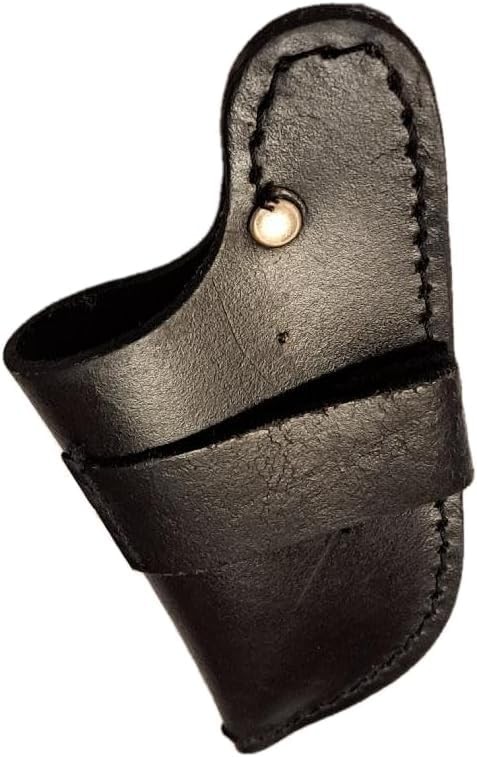 DCT-Leather Knife Holster Snap Button Single Pocket Black For Belt Sheath