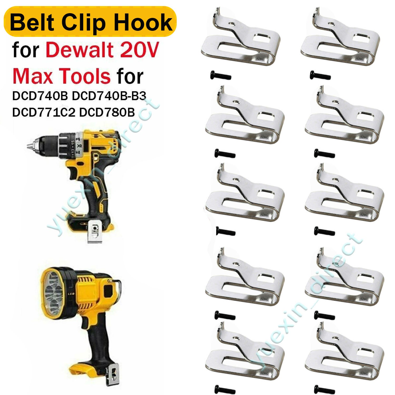 x10Pcs Upgraded Replacement Drill Belt Clip Hook Holder for Dewalt 20V Max Tools