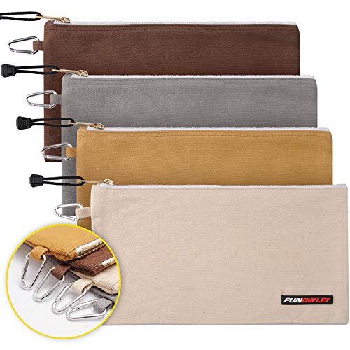 Utility Bag, Canvas Zipper Tool Bags – Heavy Duty White, Gray, Tan, Brown