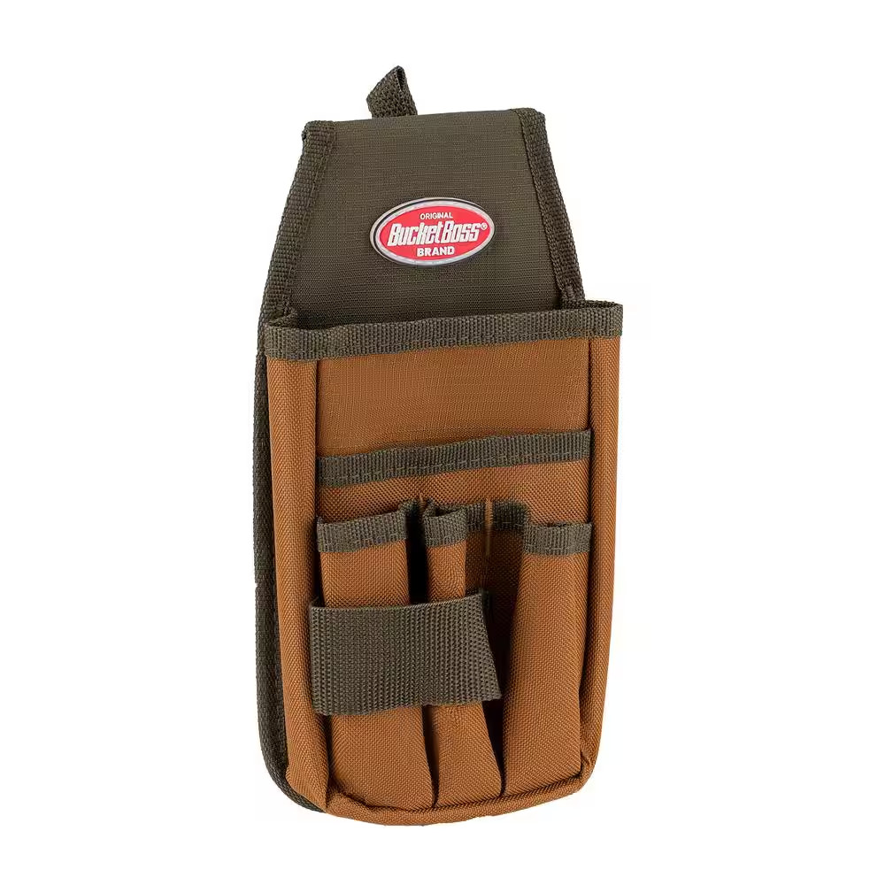Bucket Boss Utility Pouch with Flap Fit, Polyester, 5 Pockets 54170 Bucket Boss