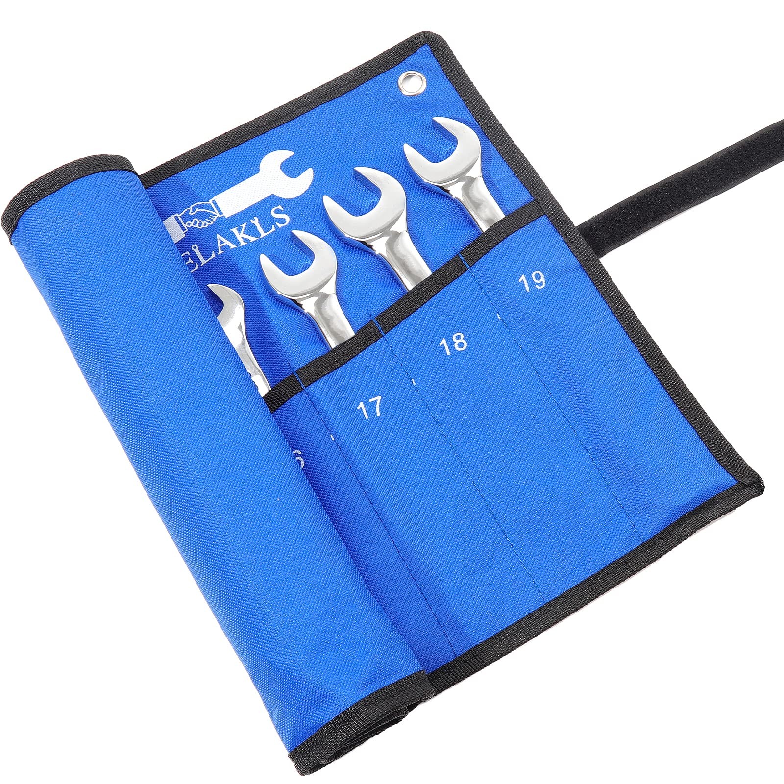 HELAKLS Wrench Tool Roll Up Pouch Metric 12 Pocket (8-19mm) Tool Roll Bag for…