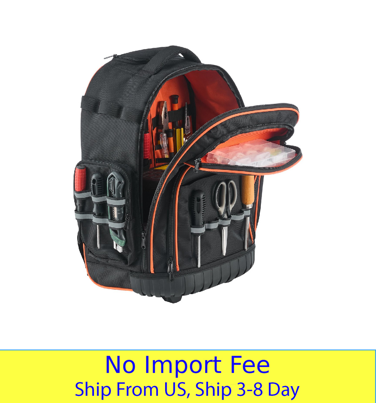 Rolling Tool Backpack 45 Pockets Heavy Duty Tool Bag with Wheels 110LB