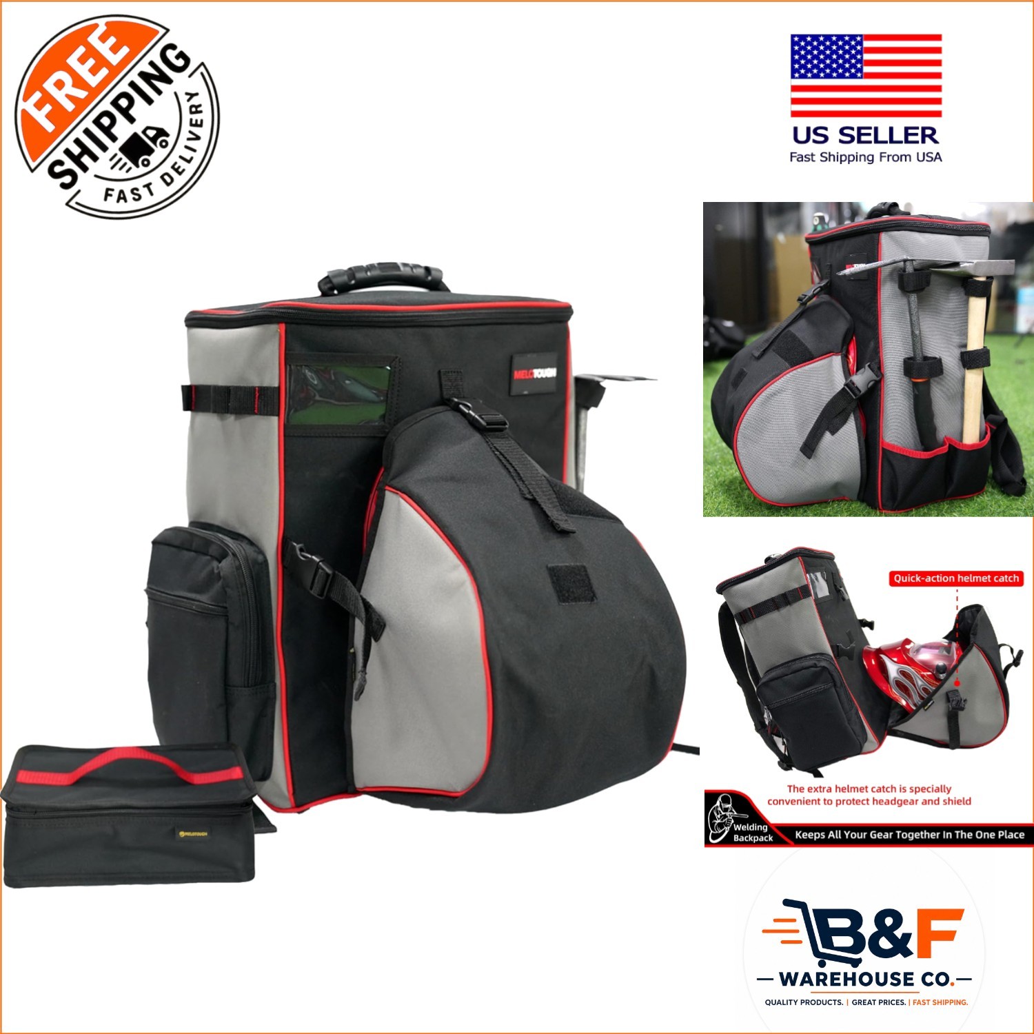 Large Capacity Welding Tool Backpack with Multiple Compartments & Utility Pocket