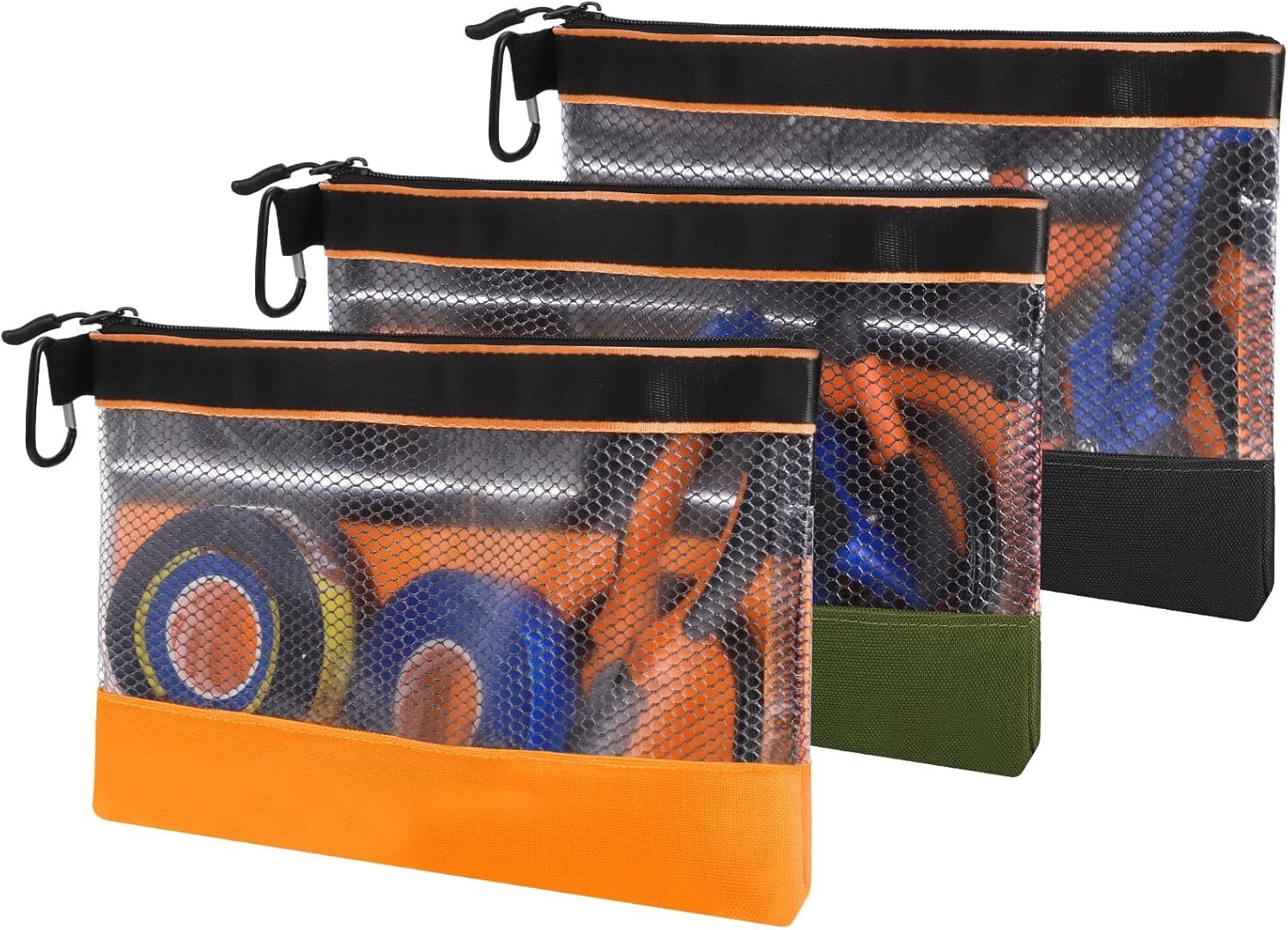 6 Pcs 11.8″ Clear Tool Pouch Tool pouch Bags Zipper tool pouch W/ Heavy Duty